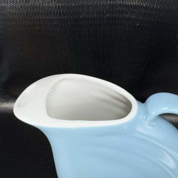 Vintage Hall Pottery Nora Pitcher Carafe Jug Pale Blue White Inside Stoneware - Picture 5 of 11